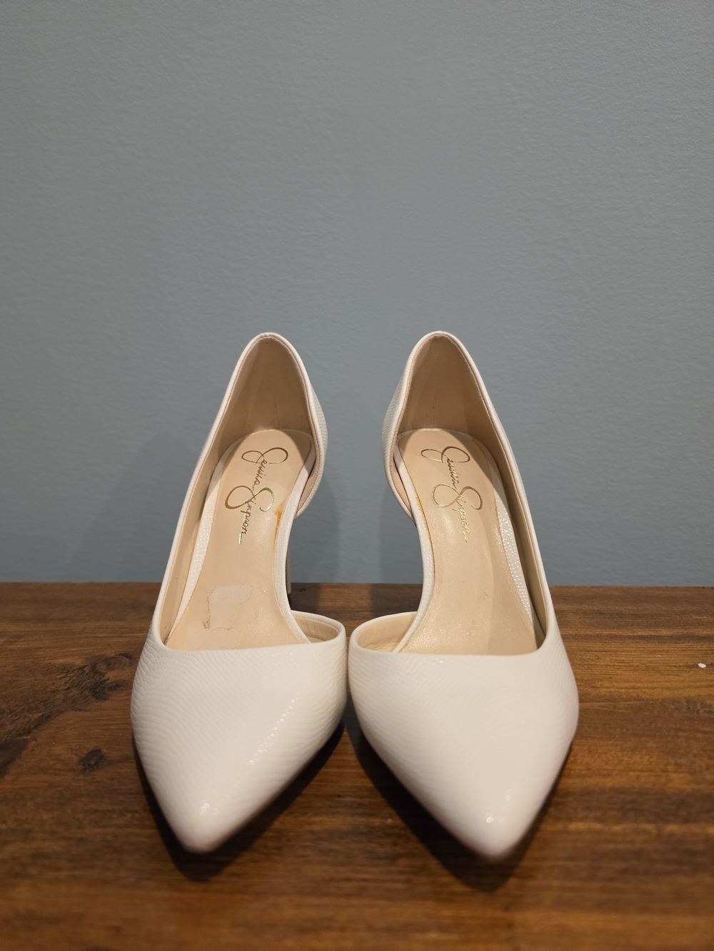 Jessica Simpson White Pointed-Toe D'Orsay Pumps